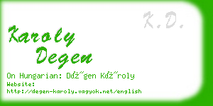 karoly degen business card